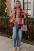 Western Plaid Print Fleece Button Flap Pocket Outerwear