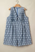 Western Polka Dot Tie V Neck Pleated Denim Romper