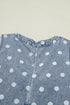 Western Polka Dot Tie V Neck Pleated Denim Romper
