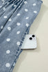 Western Polka Dot Tie V Neck Pleated Denim Romper