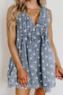 Western Polka Dot Tie V Neck Pleated Denim Romper