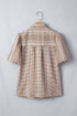 Western Pony Embroidered Yoke Puff Sleeve Plaid Blouse