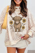 Western Print Camo Pattern Relaxed Graphic Sweatshirt