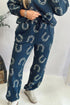 Western Print Elastic Waist Pocketed Two Piece Pant Set