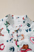 Western Print Flutter Sleeve Button Down Relaxed Mini Dress