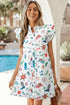 Western Print Flutter Sleeve Button Down Relaxed Mini Dress