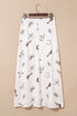 Western Print Lace Trim Side Zip Plus Size Maxi Skirt