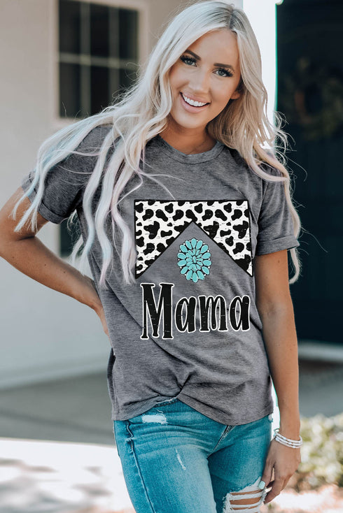 Western Print Mama Graphic Short Sleeve Tee