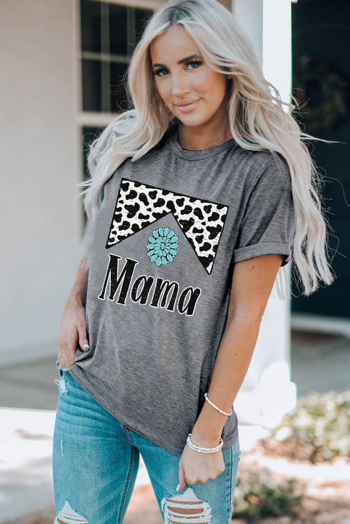 Western Print Mama Graphic Short Sleeve Tee