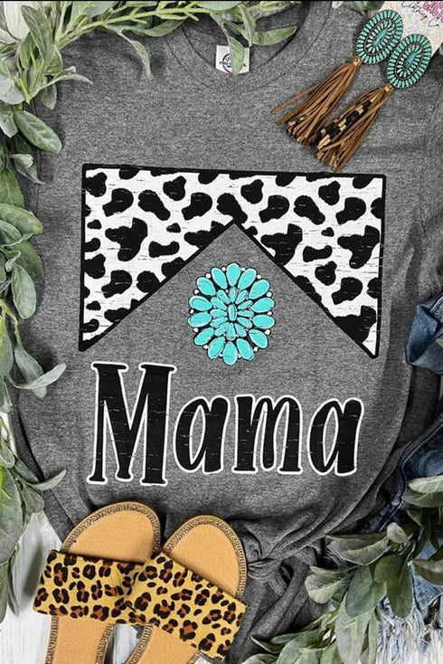 Western Print Mama Graphic Short Sleeve Tee