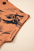 Western Print Short Sleeve Soft Stretch Knit Top