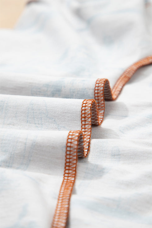 Western Print Short Sleeve Soft Stretch Knit Top