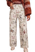 Western Print Straight Leg Ankle Length Pocketed Jeans