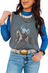 Western Print Trim Sleeveless Knit Cotton Sweater Vest