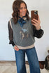 Western Print Trim Sleeveless Knit Cotton Sweater Vest