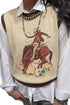 Western Print Trim Sleeveless Knit Cotton Sweater Vest