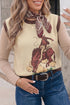 Western Print Trim Sleeveless Knit Cotton Sweater Vest
