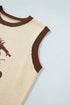Western Print Trim Sleeveless Knit Cotton Sweater Vest