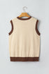 Western Print Trim Sleeveless Knit Cotton Sweater Vest