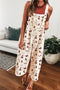 Western Printed Adjustable Strap Wide Leg Denim Jumpsuit