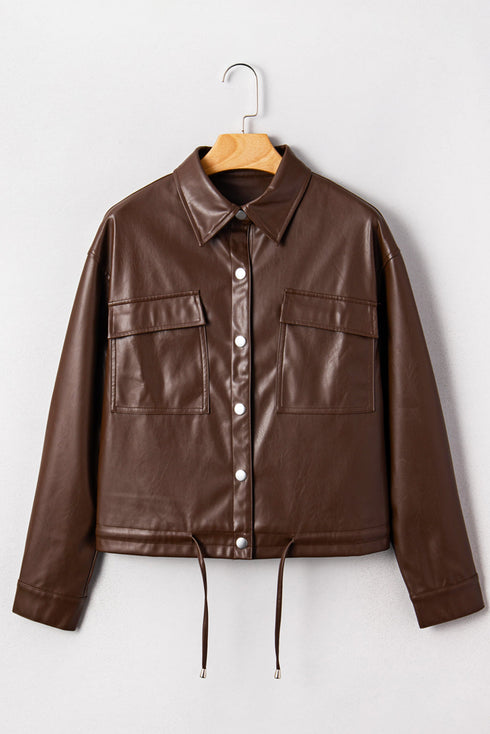 Western PU Leather Double Flap Pocket Jacket