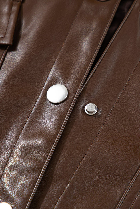 Western PU Leather Double Flap Pocket Jacket