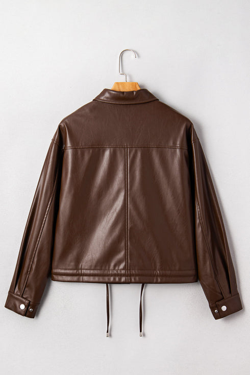 Western PU Leather Double Flap Pocket Jacket