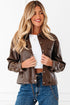 Western PU Leather Double Flap Pocket Jacket