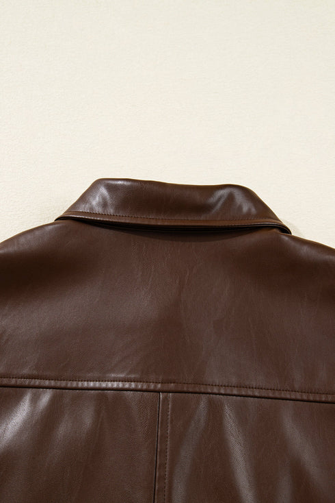Western PU Leather Double Flap Pocket Jacket