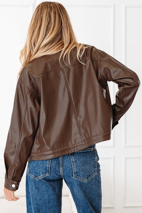 Western PU Leather Double Flap Pocket Jacket
