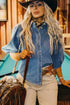 Western Puff Half Sleeve Collared Denim Shirt
