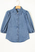 Western Puff Half Sleeve Collared Denim Shirt