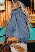 Western Puff Half Sleeve Collared Denim Shirt