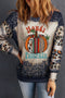 Western Pumpkin Graphic Animal Print Pullover Sweatshirt