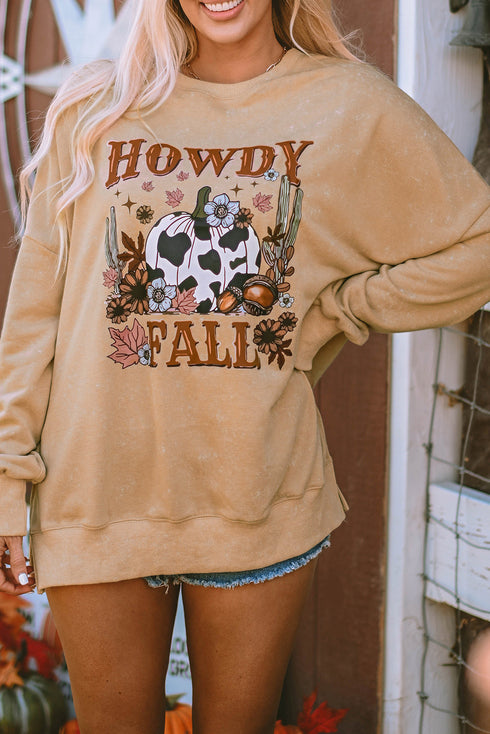 Western Pumpkin Graphic Mineral Wash Oversized Sweatshirt