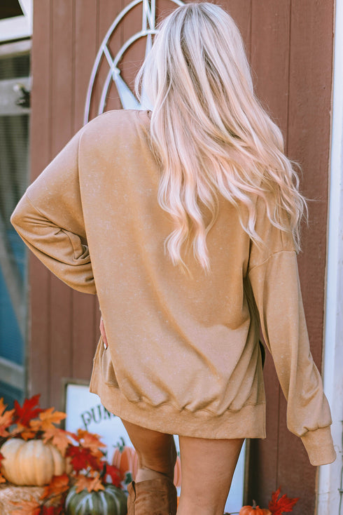Western Pumpkin Graphic Mineral Wash Oversized Sweatshirt