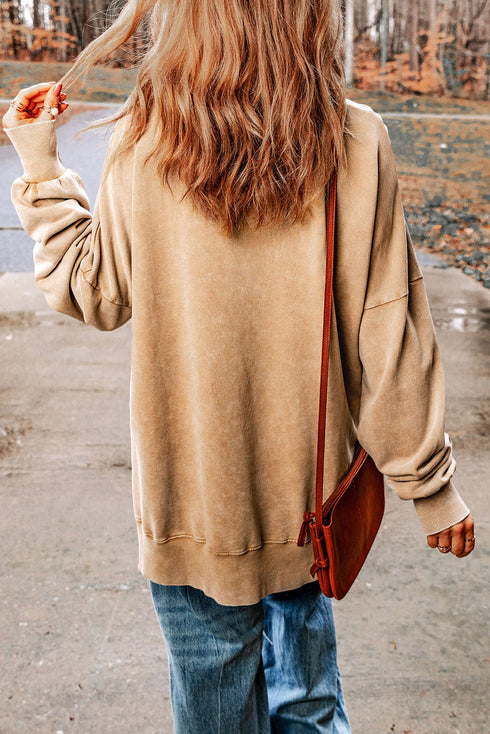Western Pumpkin Graphic Mineral Wash Oversized Sweatshirt