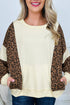 Western Raw Seam Leopard Print Oversized Long Sleeve Top