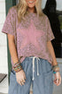 Western Retro Leopard Star Patch Studded Loose Tee