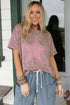 Western Retro Leopard Star Patch Studded Loose Tee