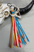 Western Rhinestone Steer Head Tassel Key Ring