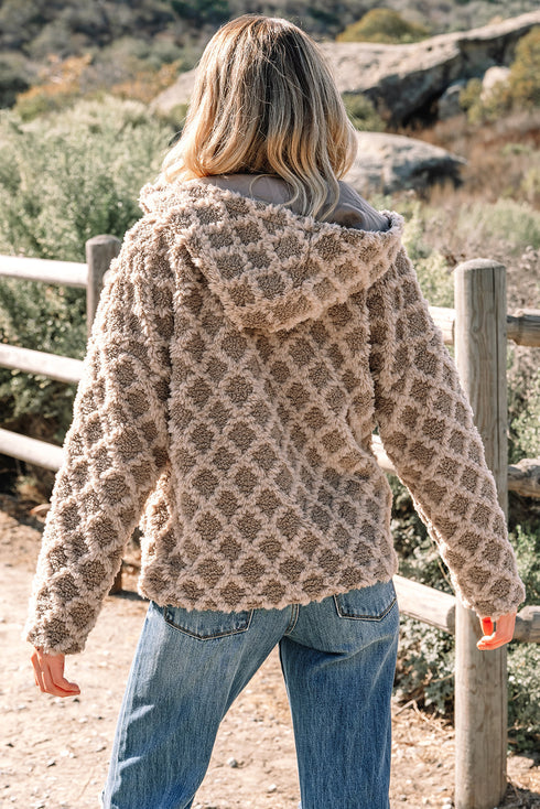 Western Rhombus Sherpa Fleece Zip Up Hooded Jacket