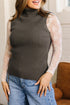 Western Ribbed Knit High Neck Slim Fit Sweater Vest
