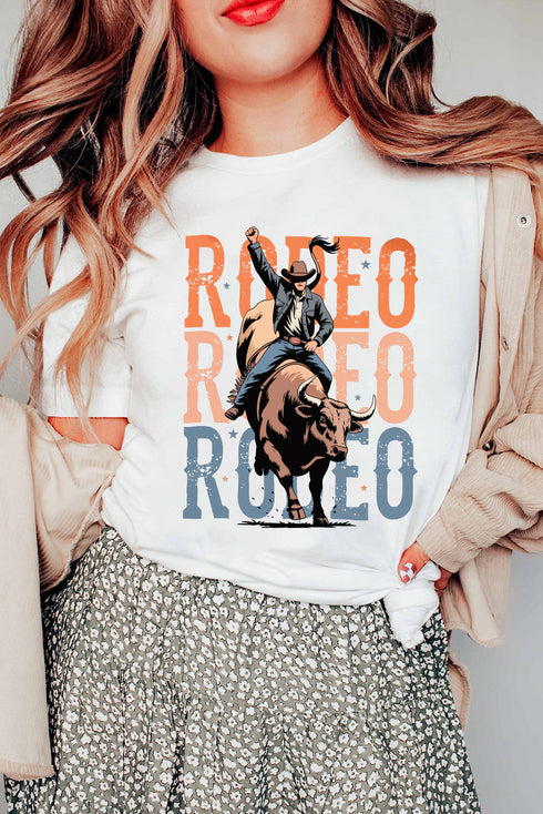 Western Rodeo Graphic Print Short Sleeve Casual Tee