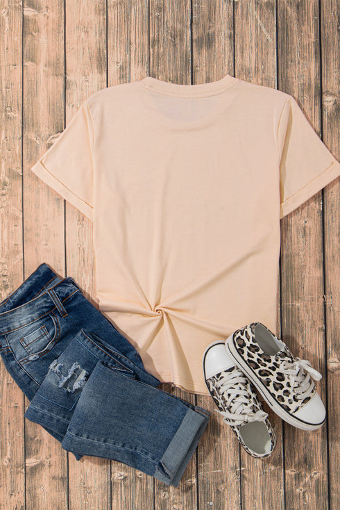 Western Rodeo Horses Rope Heart Graphic Short Sleeve Cowgirl Tee