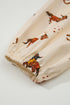 Western Rodeo Print Tie Front Puff Sleeve Cotton Blouse