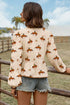 Western Rodeo Print Tie Front Puff Sleeve Cotton Blouse