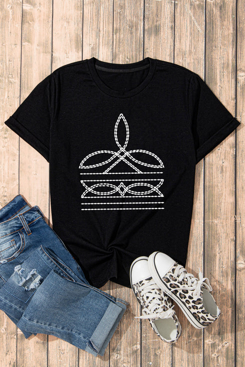 Western Rope Graphic Print Crew Neck T-Shirt