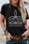 Western Rope Graphic Print Crew Neck T-Shirt