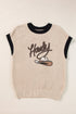 Western Rope Script Graphic Textured Knit Sweater Top